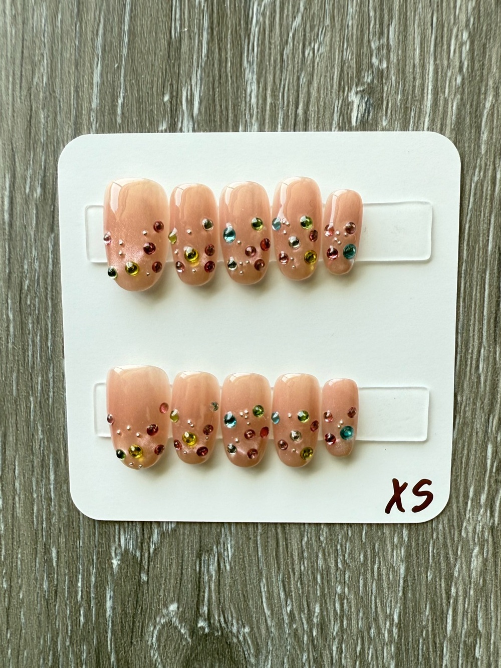 Peach Gem Accent Press-On Nails — Glam Peach Set